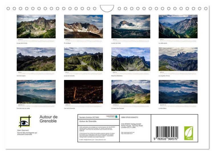 Produktbild: Autour de Grenoble (Calendrier mural 2026 DIN A4 vertical), CALVENDO calendrier mensuel