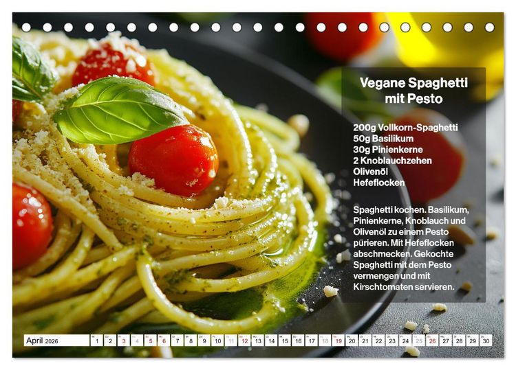 Produktbild: Veganes Soulfood - Leichte vegan Rezepte f&uuml;r jeden Monat (Tischkalender 2026 DIN A5 quer), CALVENDO Monatskalender