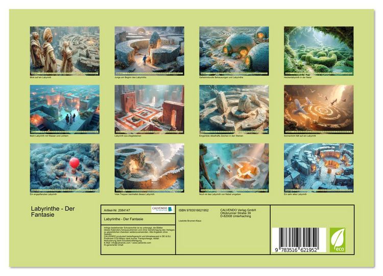 Produktbild: Labyrinthe - Der Fantasie (Wandkalender 2026 DIN A4 quer), CALVENDO Monatskalender