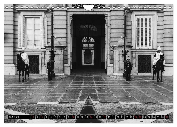 Produktbild: Madrid - Schwarz-Wei&szlig; Impressionen (Wandkalender 2026 DIN A4 quer), CALVENDO Monatskalender