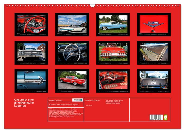 Produktbild: Chevrolet eine amerikanische Legende (Wandkalender 2026 DIN A2 quer), CALVENDO Monatskalender