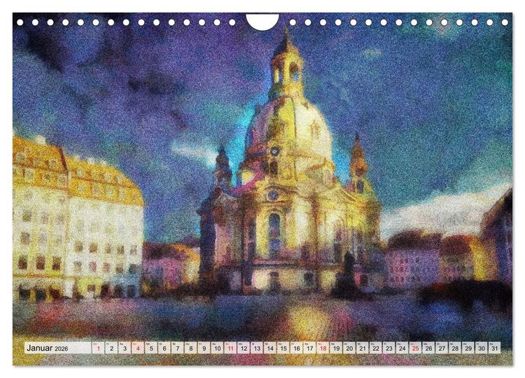 Produktbild: Pointilistische Weltreise (Wandkalender 2026 DIN A4 quer), CALVENDO Monatskalender