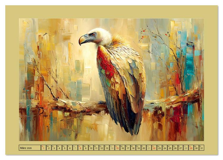 Produktbild: Majest&auml;ten der L&uuml;fte. Raubv&ouml;gel zwischen Himmel und Kunst (hochwertiger Premium Wandkalender 2026 DIN A2 quer), Kunstdruck in Hochglanz