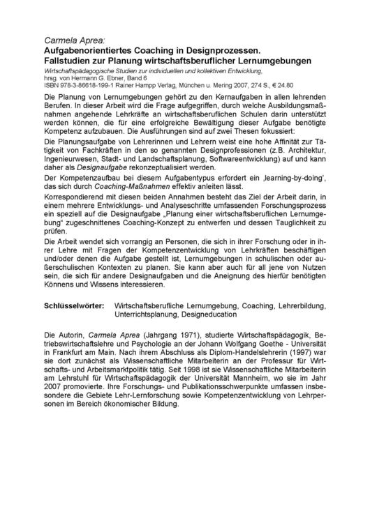 Produktbild: Aufgabenorientiertes Coaching in Designprozessen