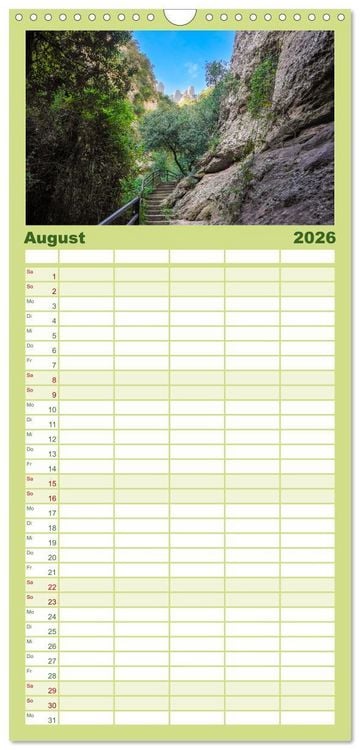Produktbild: Familienplaner 2026 - Montserrat Wanderung mit 5 Spalten (Wandkalender, 21 x 45 cm) CALVENDO