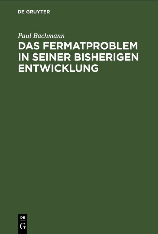 Produktbild: Das Fermatproblem in seiner bisherigen Entwicklung