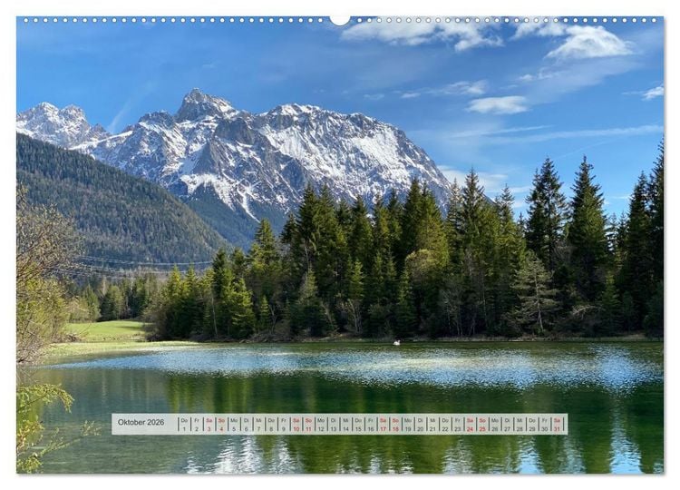 Produktbild: Alpenauszeit - Traumhafte Bergmomente am Wasser (hochwertiger Premium Wandkalender 2026 DIN A2 quer), Kunstdruck in Hochglanz