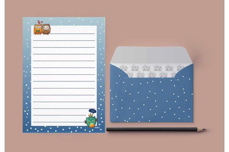 Friendly Fox Briefpapier Set Dreiecke, DIN A4 Briefpapier mit Linien Friendly Fox Briefpapier Set Dreiecke, DIN A4 Briefpapier mit Linien