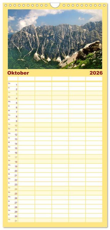 Produktbild: Familienplaner 2026 - Slowenien - Triglav Nationalpark mit 5 Spalten (Wandkalender, 21 x 45 cm) CALVENDO
