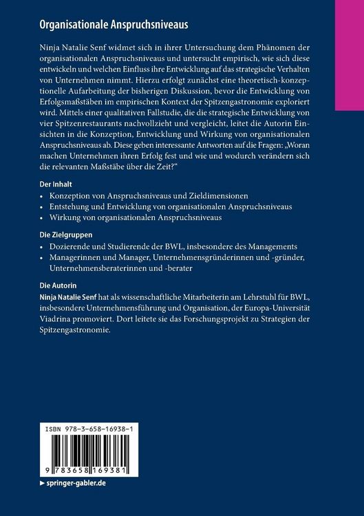Produktbild: Organisationale Anspruchsniveaus