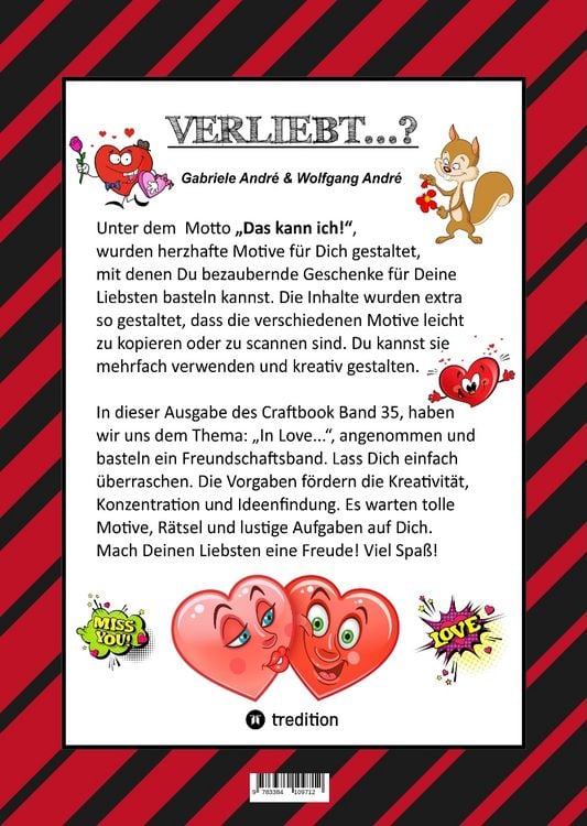 Produktbild: CRAFTBOOK - VERLIEBT - LIEBE MOTIVE - FREUNDSCHAFTSBAND - BASTELN - R&Auml;TSEL - AUSMALVORLAGEN - AUFGABEN - HERZEN
