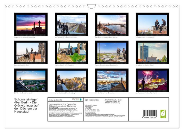 Produktbild: Schornsteinfeger &uuml;ber Berlin - Die Gl&uuml;cksbringer auf den D&auml;chern der Hauptstadt (Wandkalender 2026 DIN A3 quer), CALVENDO Monatskalender