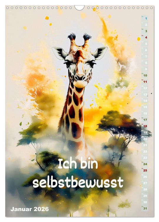 Produktbild: Ich bin stark - Ein tierischer Affirmationskalender (Wandkalender 2026 DIN A3 hoch), CALVENDO Monatskalender