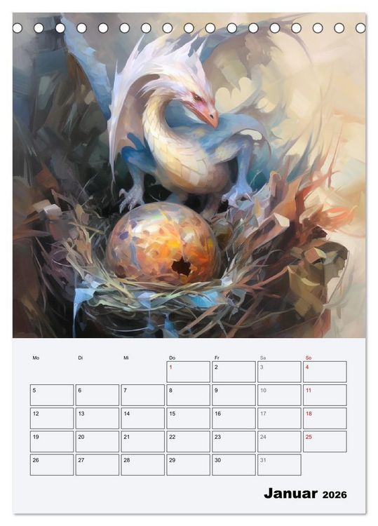 Produktbild: Drachenland. Gef&uuml;rchtete Fabelwesen im Gotik-Stil (Tischkalender 2026 DIN A5 hoch), CALVENDO Monatskalender