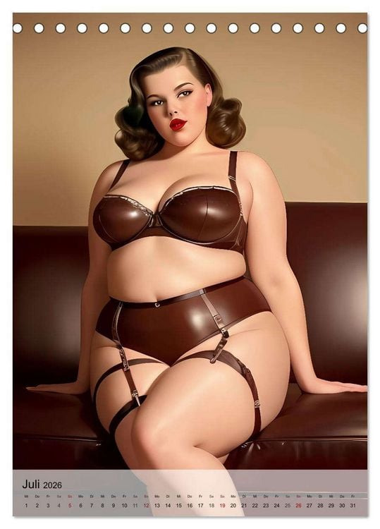 Produktbild: Pin up Girls Hei&szlig;e Kurven mit Retro Charme (Tischkalender 2026 DIN A5 hoch), CALVENDO Monatskalender