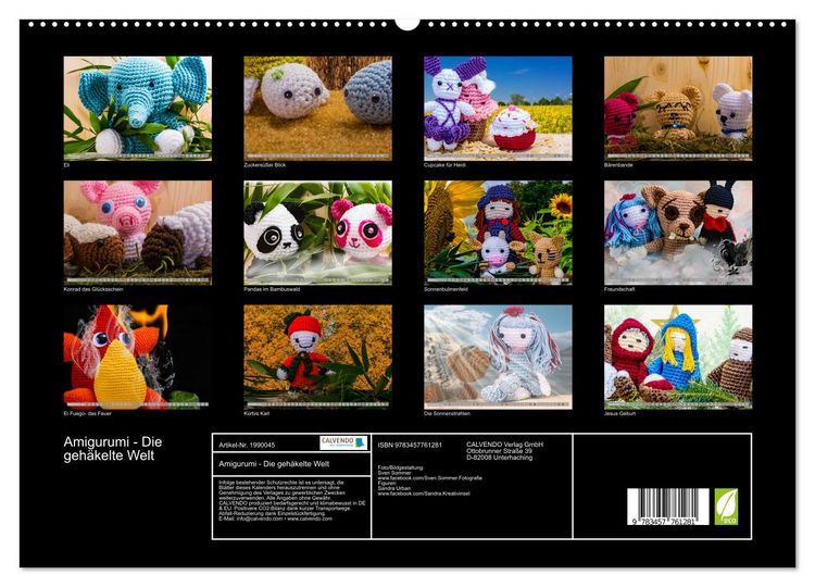 Produktbild: Amigurumi - Die geh&auml;kelte Welt (hochwertiger Premium Wandkalender 2026 DIN A2 quer), Kunstdruck in Hochglanz