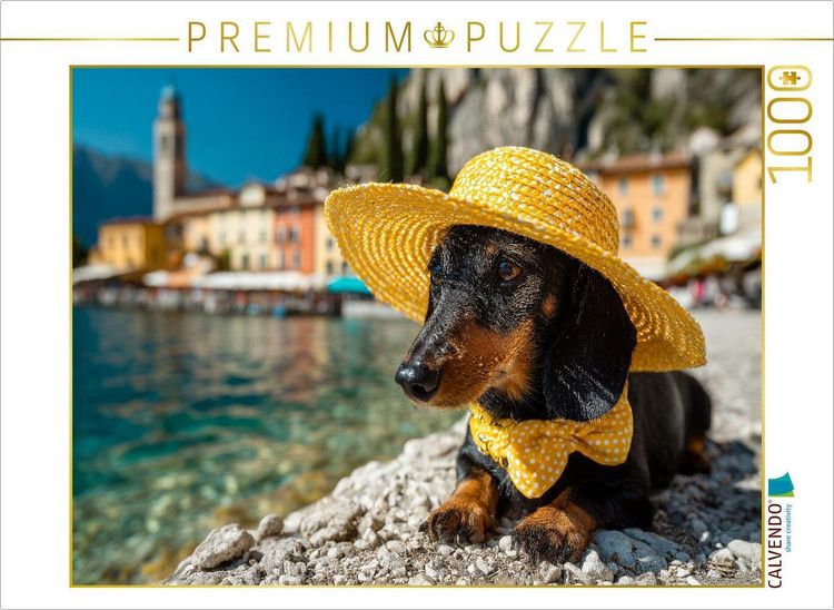 Produktbild: CALVENDO Puzzle Ein Dackel genie&szlig;t den Sommer am Gardasee in Italien | 1000 Teile Lege-Gr&ouml;&szlig;e 64x48cm Foto-Puzzle f&uuml;r gl&uuml;ckliche Stunden
