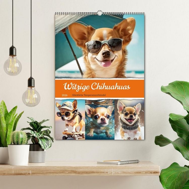Produktbild: Witzige Chihuahuas. Gl&uuml;ckliche Temperamentb&uuml;ndel (Wandkalender 2026 DIN A2 hoch), CALVENDO Monatskalender