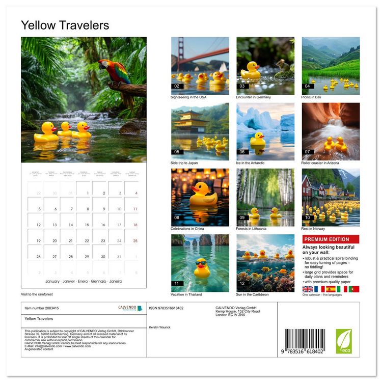 Produktbild: Yellow Travelers (Wall Calendar 2026 12 &times; 12 Inch) CALVENDO 12 Month Wall Calendar