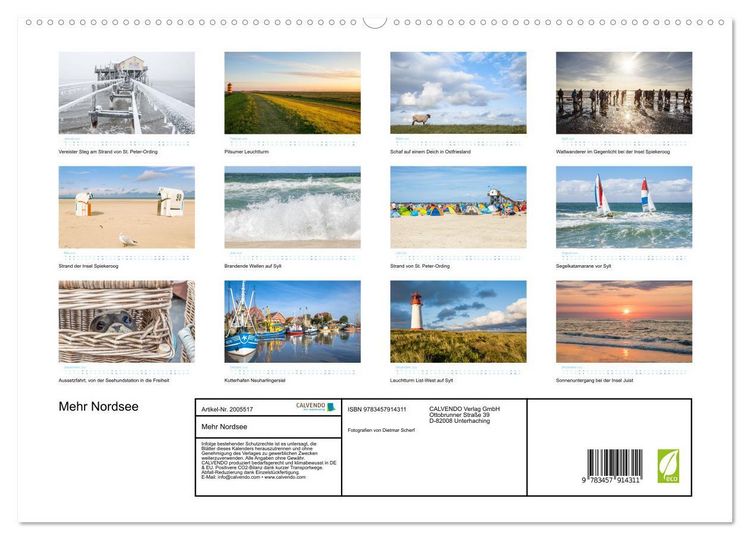 Produktbild: Mehr Nordsee (Wandkalender 2026 DIN A2 quer), CALVENDO Monatskalender
