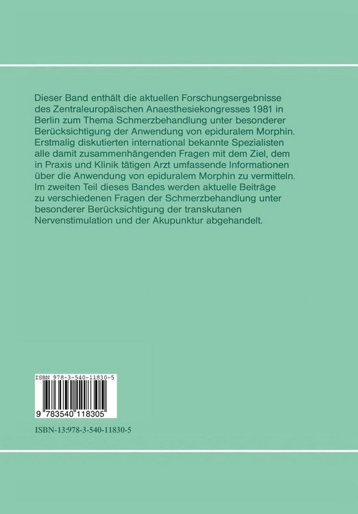 Produktbild: Schmerzbehandlung Epidurale Opiatanalgesie