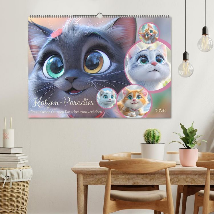 Produktbild: Katzen-Paradies. Entz&uuml;ckende Cartoon-K&auml;tzchen zum verlieben (Wandkalender 2026 DIN A2 quer), CALVENDO Monatskalender