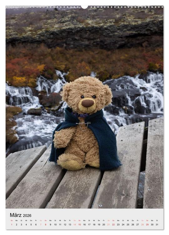Produktbild: Travelling Teddy in Island (hochwertiger Premium Wandkalender 2026 DIN A2 hoch), Kunstdruck in Hochglanz
