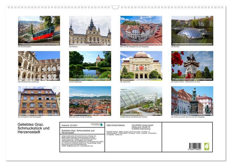 Produktbild: Geliebtes Graz. Schmuckst&uuml;ck und Herzensstadt (Wandkalender 2026 DIN A2 quer), CALVENDO Monatskalender