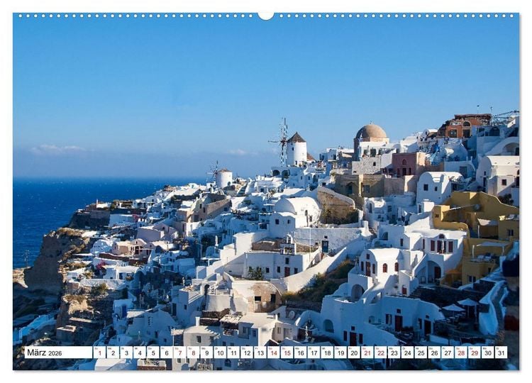 Produktbild: Santorini - Strahlendes Wei&szlig; an der Caldera (Wandkalender 2026 DIN A2 quer), CALVENDO Monatskalender