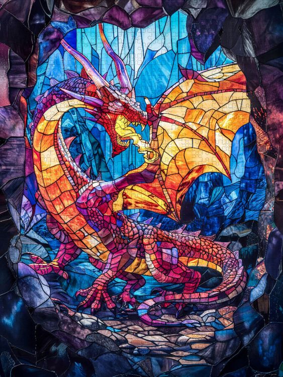 Produktbild: CALVENDO Puzzle Ein m&auml;chtiger Drache ruht tief in seiner H&ouml;hle | 1000 Teile Lege-Gr&ouml;&szlig;e 64x48cm Foto-Puzzle f&uuml;r gl&uuml;ckliche Stunden