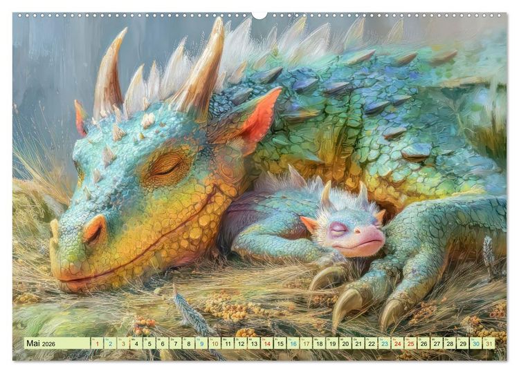 Produktbild: Ewige Drachenliebe - Eine zeitlose Faszination (Wandkalender 2026 DIN A2 quer), CALVENDO Monatskalender