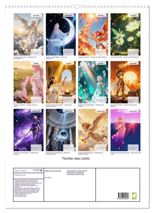 Produktbild: T&ouml;chter des Lichts (Wandkalender 2027 DIN A2 hoch), CALVENDO Monatskalender