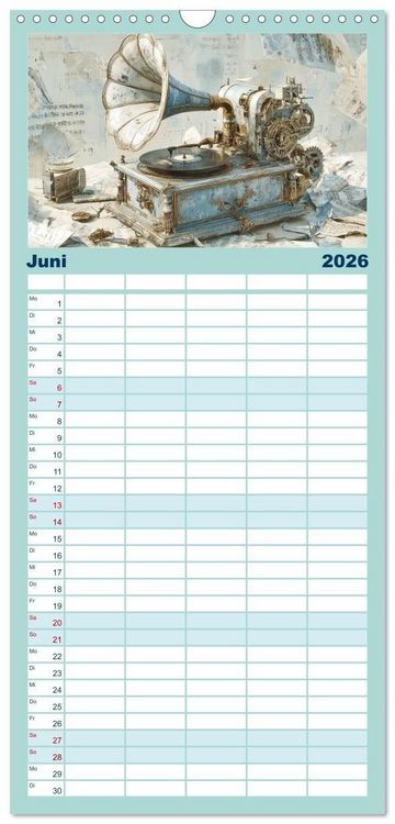 Produktbild: Familienplaner 2026 - Herzschlag in Noten mit 5 Spalten (Wandkalender, 21 x 45 cm) CALVENDO
