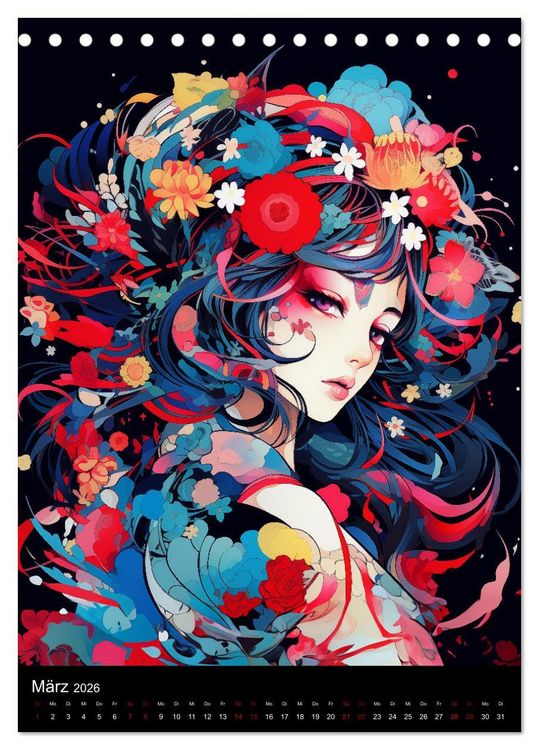 Produktbild: Manga Flower Girls (Tischkalender 2026 DIN A5 hoch), CALVENDO Monatskalender