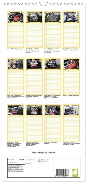Produktbild: Familienplaner 2026 - Ford Flathead V8 Motoren mit 5 Spalten (Wandkalender, 21 x 45 cm) CALVENDO