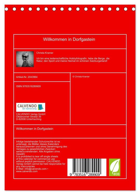 Produktbild: Willkommen in Dorfgastein (Tischkalender 2026 DIN A5 hoch), CALVENDO Monatskalender