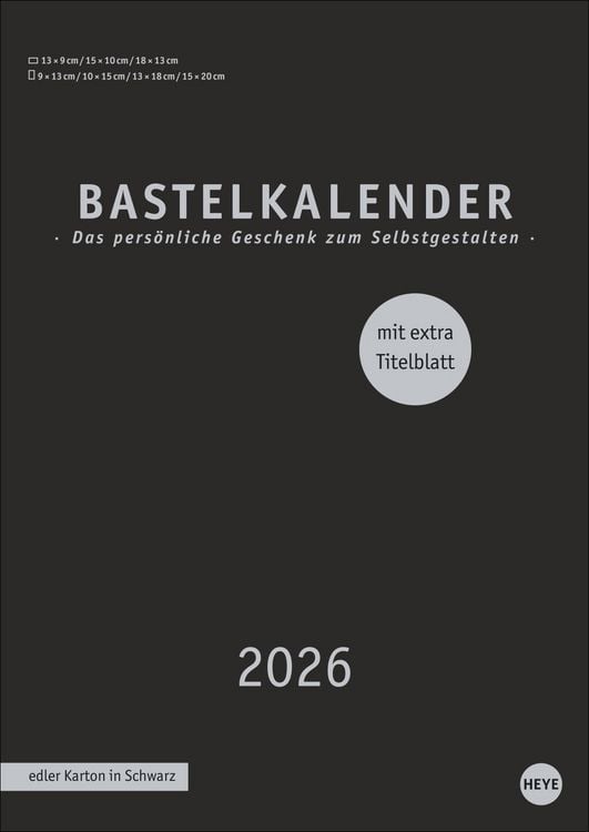 Produktbild: Premium-Bastelkalender schwarz A4 2026
