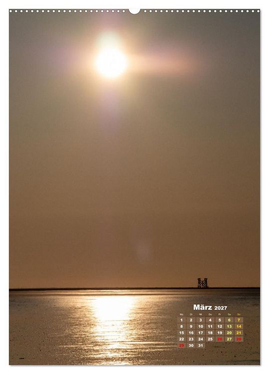 Produktbild: Westerhever - Wattwanderung in den Sonnenuntergang (hochwertiger Premium Wandkalender 2027 DIN A2 hoch), Kunstdruck in Hochglanz