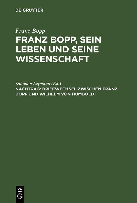 Produktbild: Briefwechsel zwischen Franz Bopp und Wilhelm von Humboldt