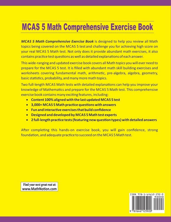 Produktbild: MCAS 5 Math Comprehensive Exercise Book