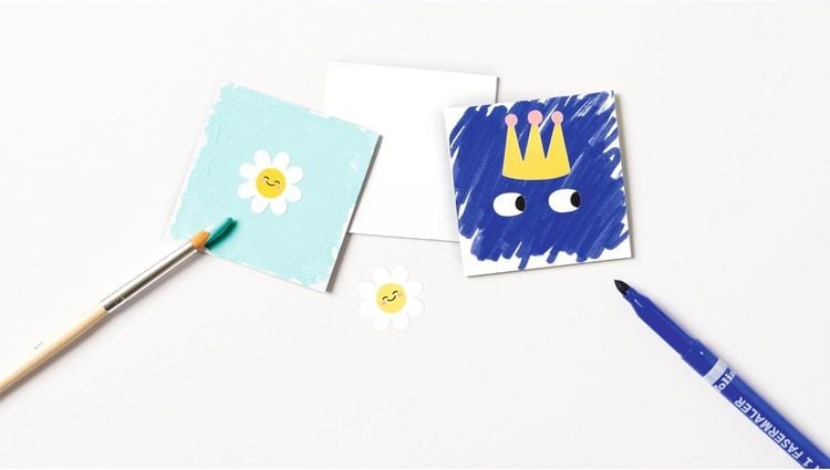 Produktbild: FOLIA DIY Legekarten blanko, 6x6cm, 60 Karten, 4-farbig gedruckt mit 136 Stickern