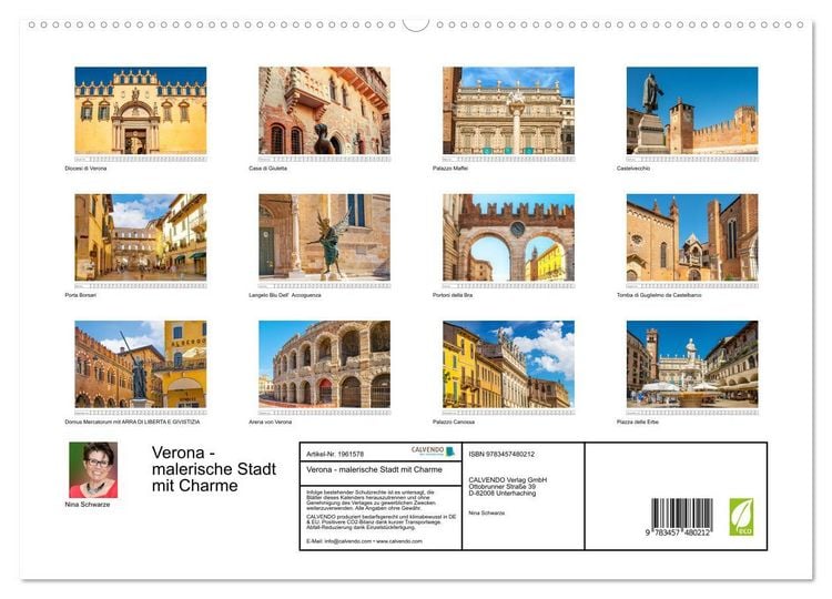 Produktbild: Verona - malerische Stadt mit Charme (hochwertiger Premium Wandkalender 2026 DIN A2 quer), Kunstdruck in Hochglanz