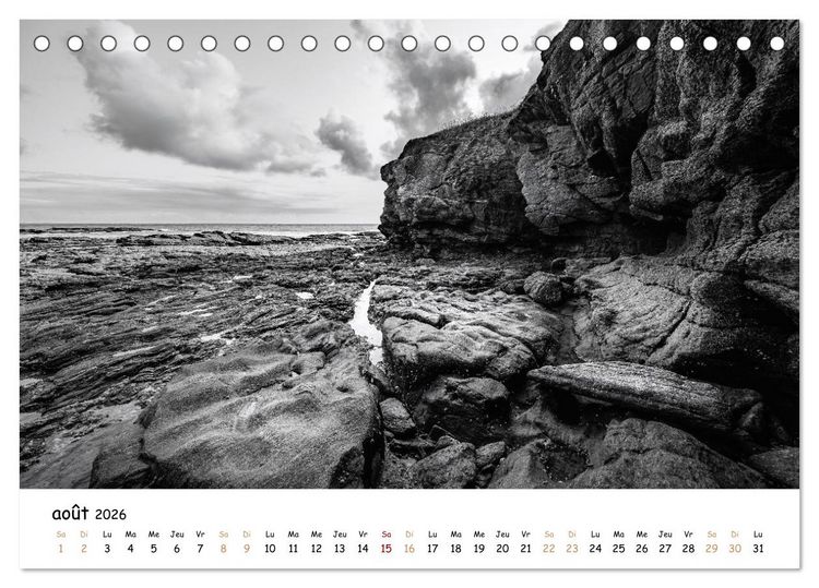 Produktbild: Terres de contraste &ndash; Une ann&eacute;e en monochrome (Calendrier de bureau 2026 DIN A5 vertical), CALVENDO calendrier mensuel