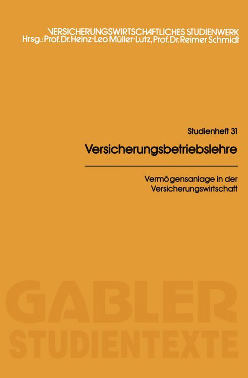 Produktbild: Verm&ouml;gensanlage in der Versicherungswirtschaft