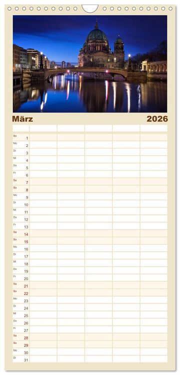 Produktbild: Familienplaner 2026 - Berlin zwischen Tag und Nacht mit 5 Spalten (Wandkalender, 21 x 45 cm) CALVENDO