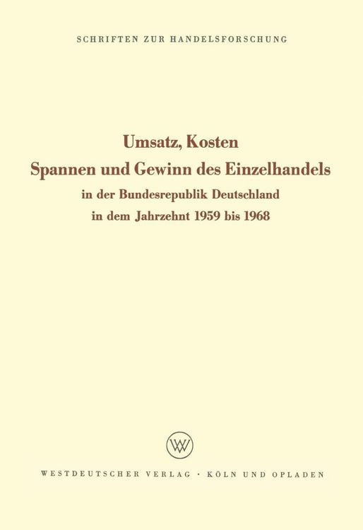 Produktbild: Umsatz, Kosten, Spannen und Gewinn des Einzelhandels