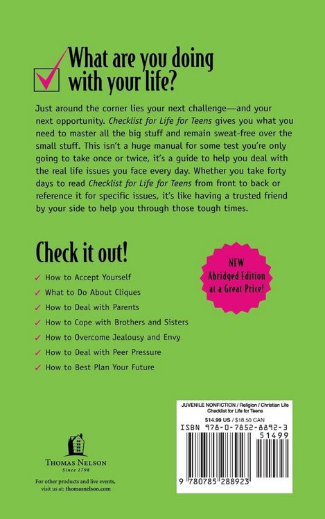 Produktbild: The Checklist for Life for Teens