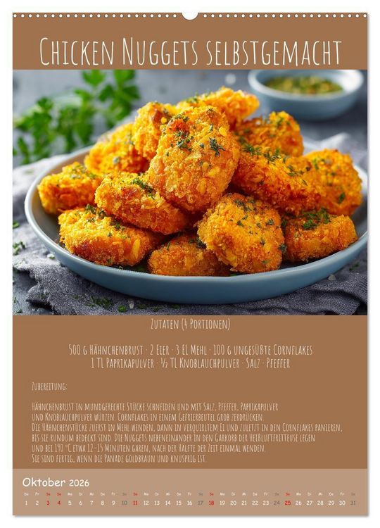 Produktbild: REZEPTE - Kochen in der Hei&szlig;luftfritteuse (hochwertiger Premium Wandkalender 2026 DIN A2 hoch), Kunstdruck in Hochglanz