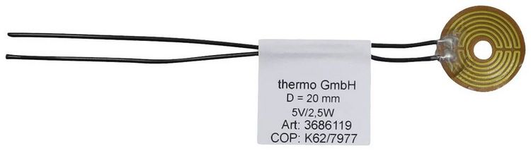 Produktbild: Thermo TECH Polyimid Heizfolie selbstklebend 5V 2.5W Schutzart IPX4 (&Oslash;) 20mm