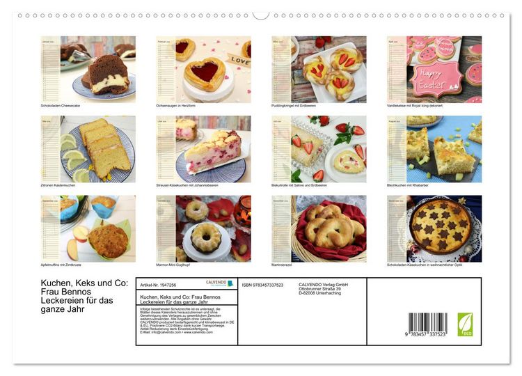 Produktbild: Kuchen, Keks und Co: Frau Bennos Leckereien f&uuml;r das ganze Jahr (hochwertiger Premium Wandkalender 2026 DIN A2 quer), Kunstdruck in Hochglanz